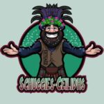 Schuggie's cartoon avatar with his trademark steampunkest felt hat and glittery beard. Slàinte Mhath, Schuggie, from Schuggies-Ceilidhs.